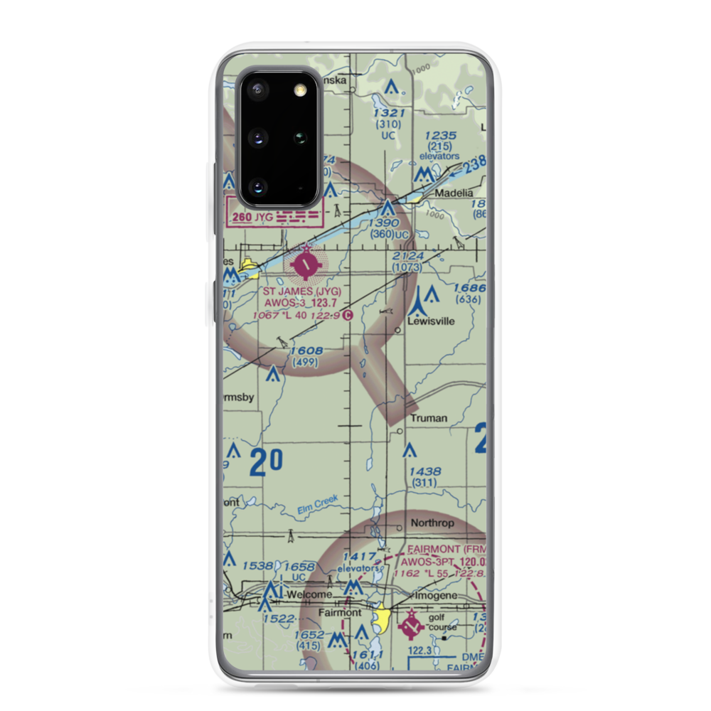 Sieg's Farm Airport (MY00) VFR Sectional Samsung Case Samsung Galaxy S20 Plus model shown