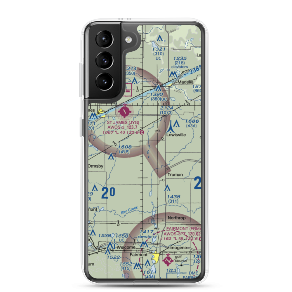 Sieg's Farm Airport (MY00) VFR Sectional Samsung Case Samsung Galaxy S21 Plus model shown