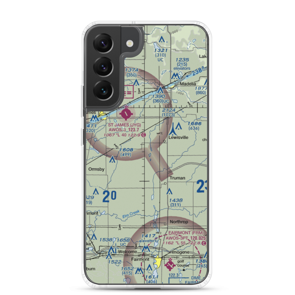 Sieg's Farm Airport (MY00) VFR Sectional Samsung Case Samsung Galaxy S22 Plus model shown