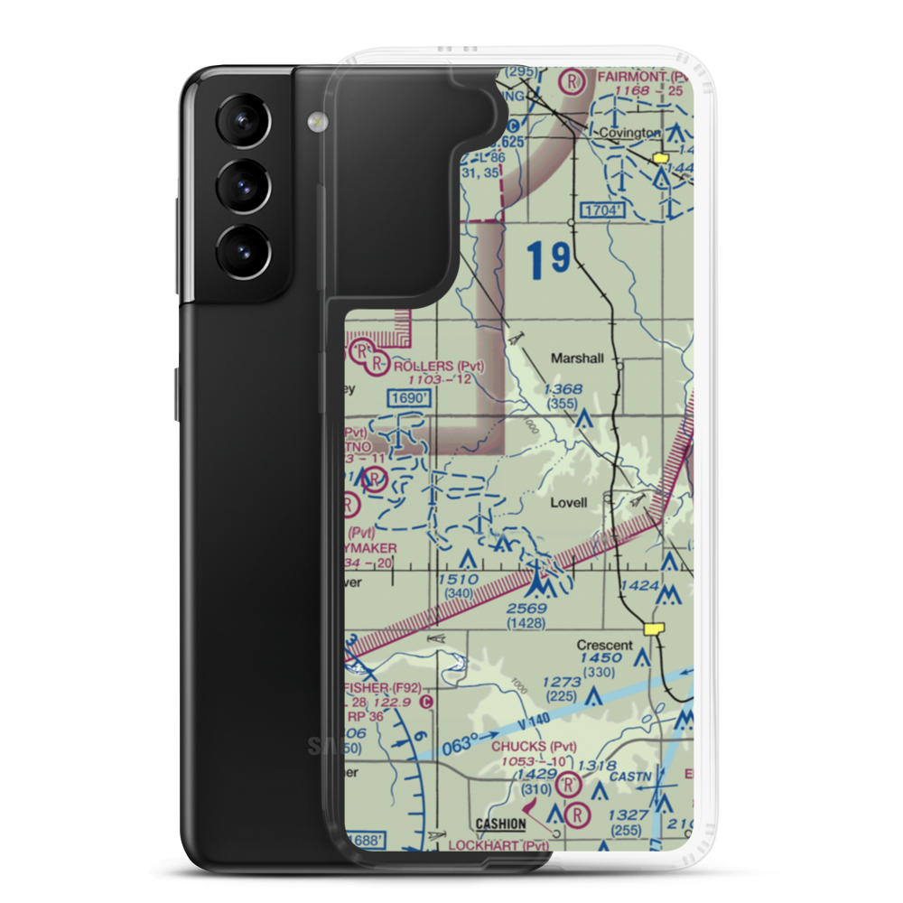 Siegmanns Airport (OK42) VFR Sectional Samsung Case Samsung Galaxy S21 Plus model shown