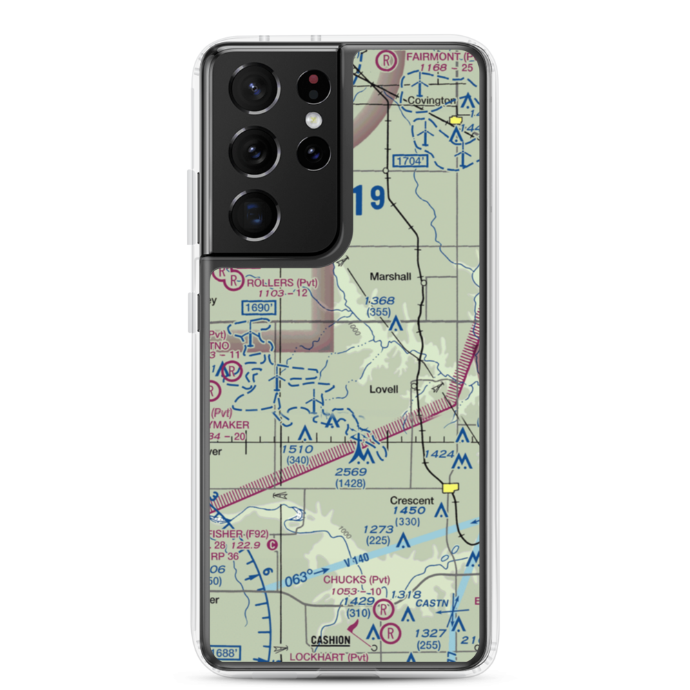 Siegmanns Airport (OK42) VFR Sectional Samsung Case Samsung Galaxy S21 Ultra model shown