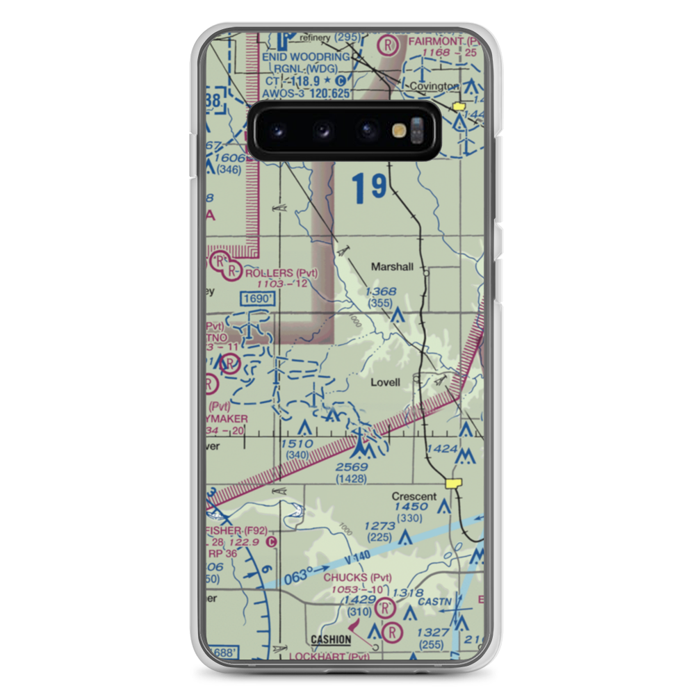 Siegmanns Airport (OK42) VFR Sectional Samsung Case Samsung Galaxy S10+ model shown