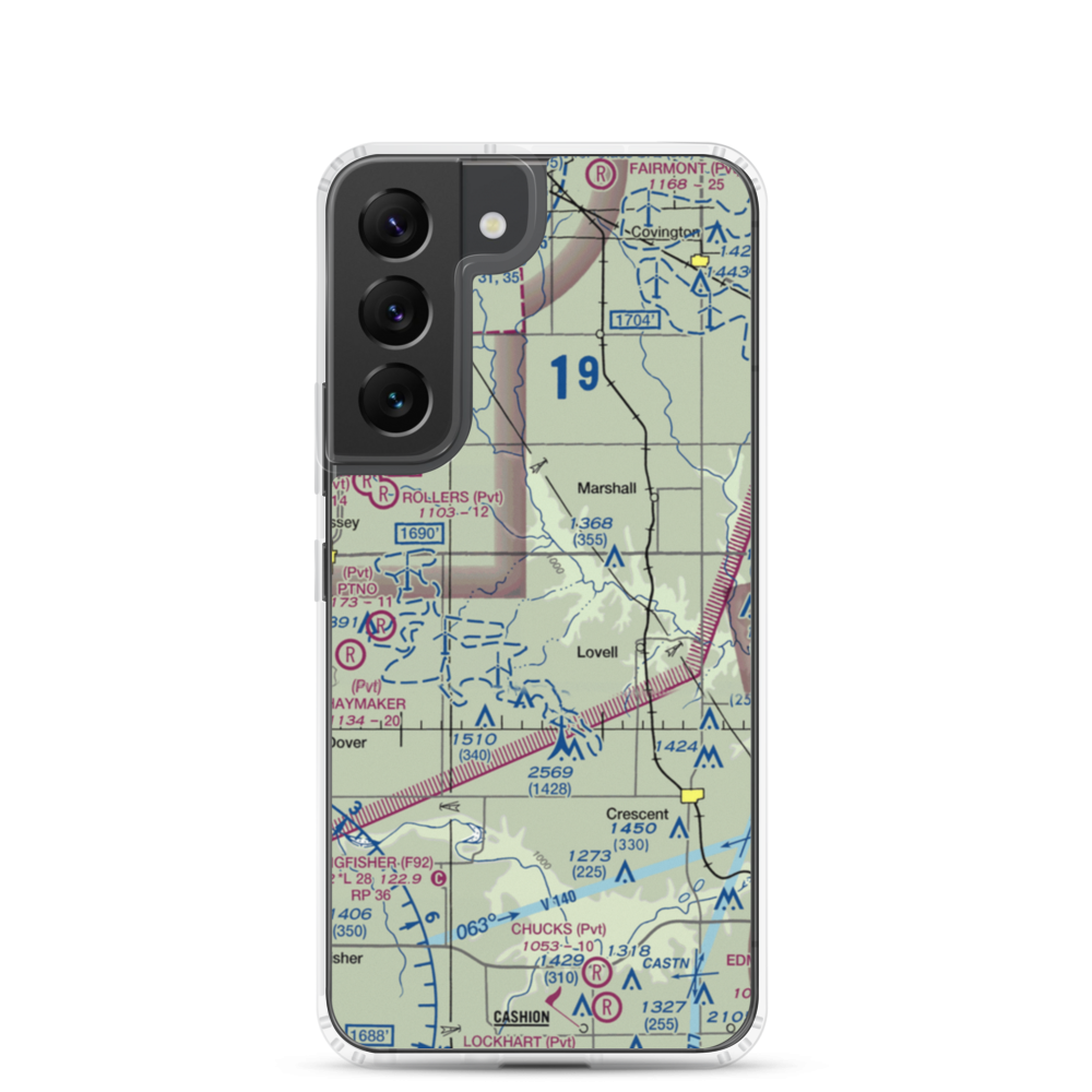 Siegmanns Airport (OK42) VFR Sectional Samsung Case Samsung Galaxy S22 model shown