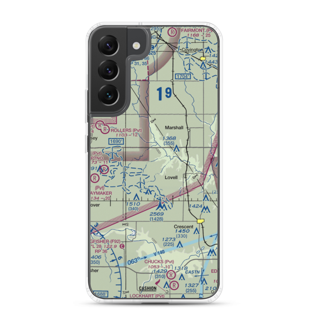 Siegmanns Airport (OK42) VFR Sectional Samsung Case Samsung Galaxy S22 Plus model shown