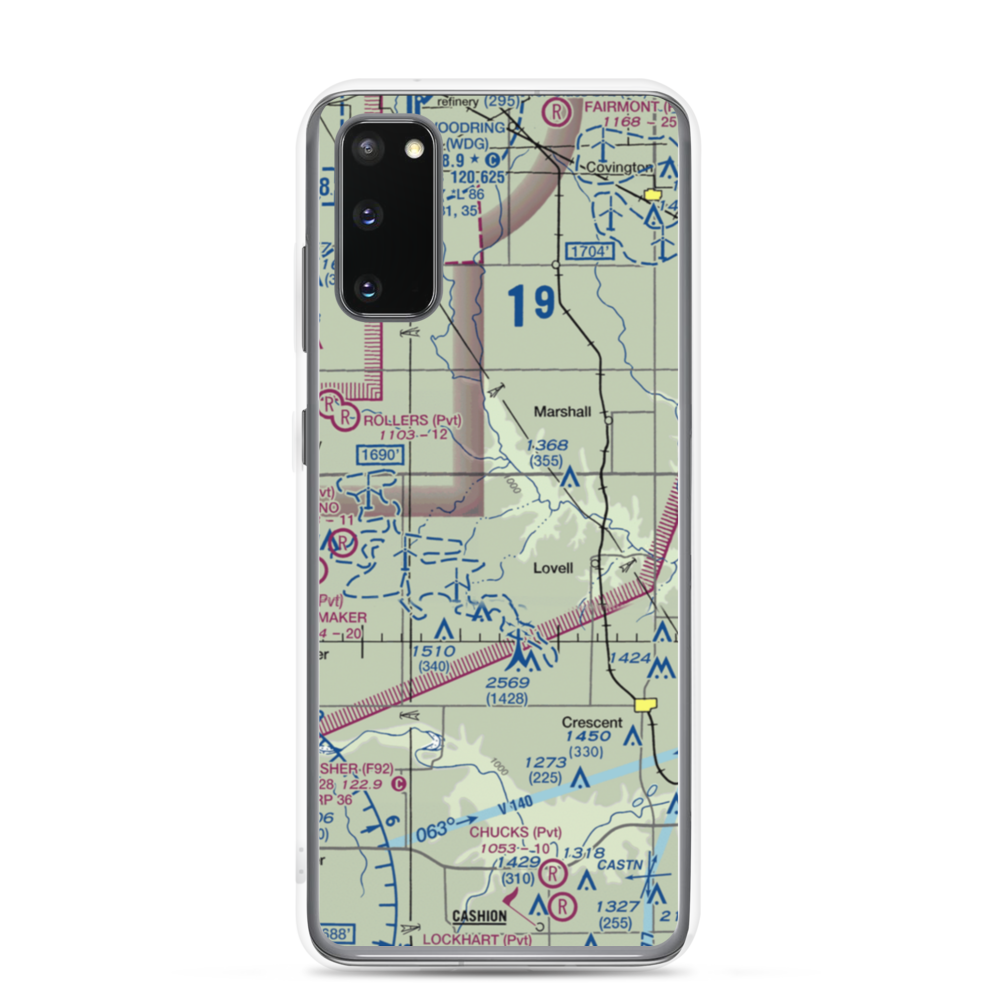 Siegmanns Airport (OK42) VFR Sectional Samsung Case Samsung Galaxy S20 model shown