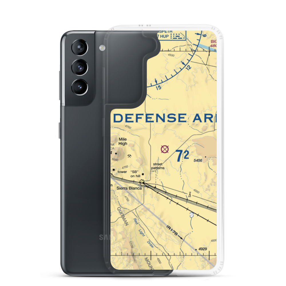 Sierra Blanca Airport (RBLA) VFR Sectional Samsung Case Samsung Galaxy S21 model shown
