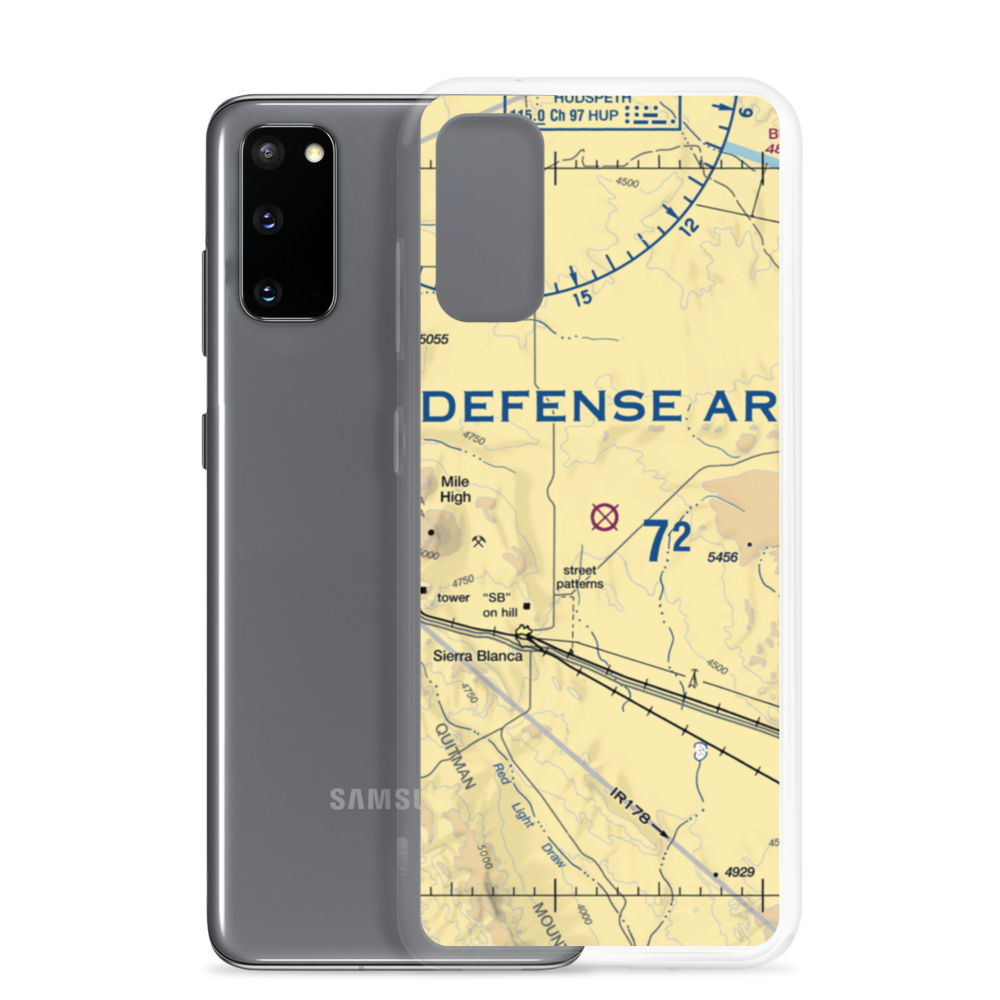 Sierra Blanca Airport (RBLA) VFR Sectional Samsung Case Samsung Galaxy S20 model shown