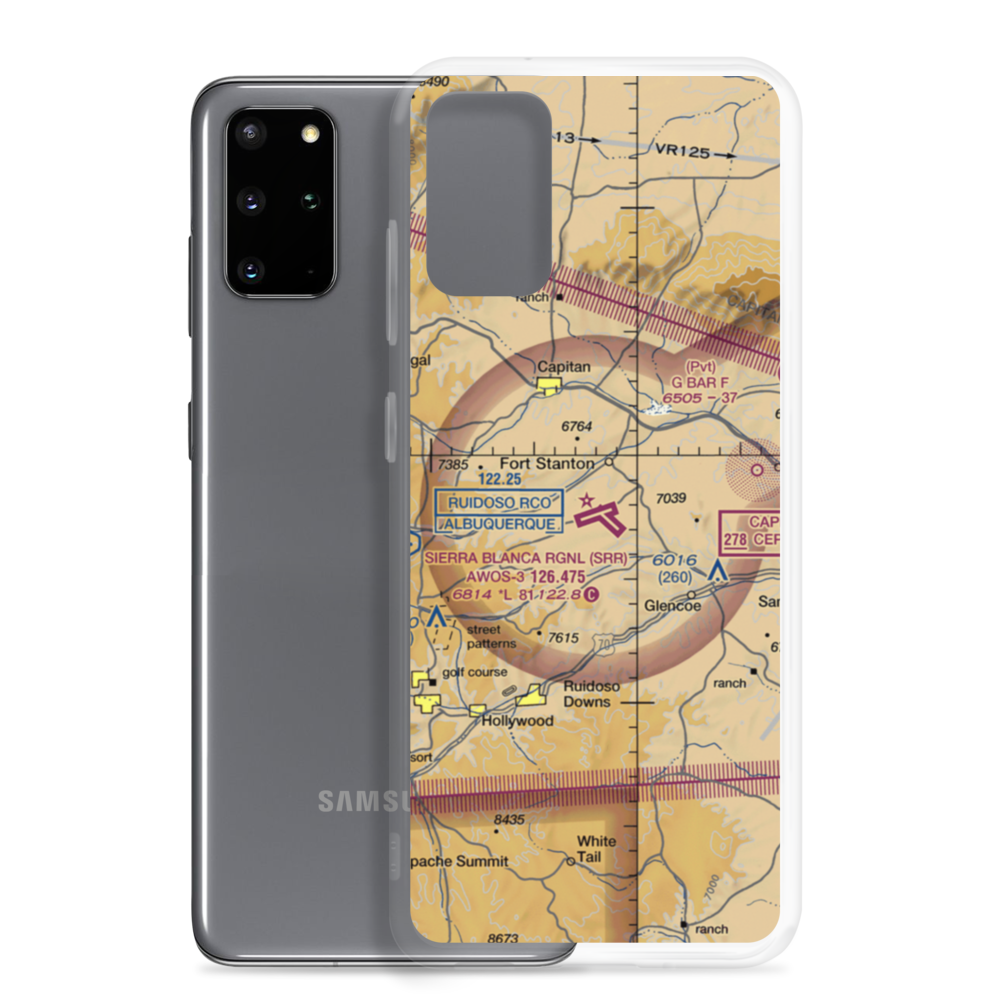 Sierra Blanca Regional Airport (SRR) VFR Sectional Samsung Case Samsung Galaxy S20 Plus model shown