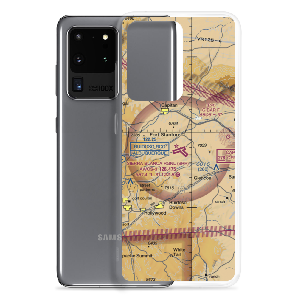 Sierra Blanca Regional Airport (SRR) VFR Sectional Samsung Case Samsung Galaxy S20 Ultra model shown