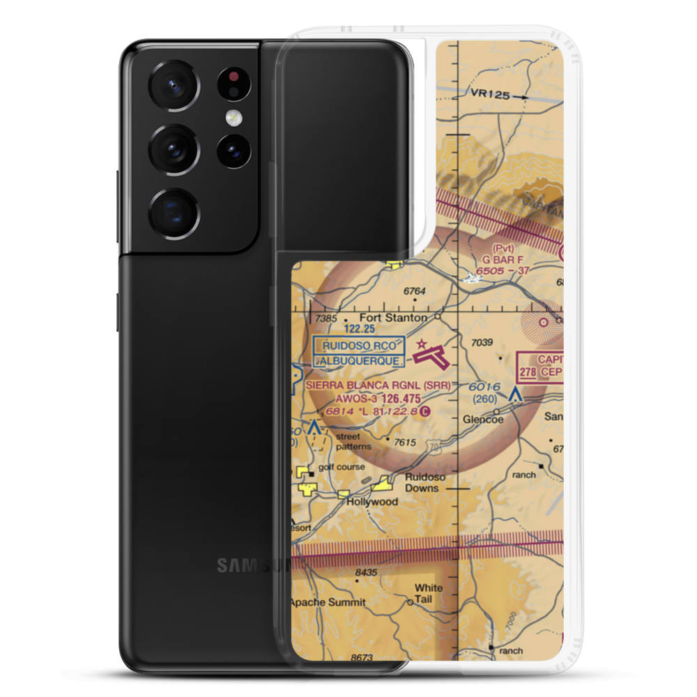 Sierra Blanca Regional Airport (SRR) VFR Sectional Samsung Case Samsung Galaxy S21 Ultra model shown