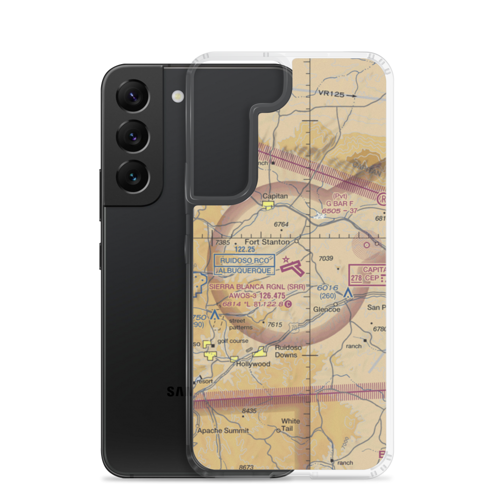 Sierra Blanca Regional Airport (SRR) VFR Sectional Samsung Case Samsung Galaxy S22 model shown