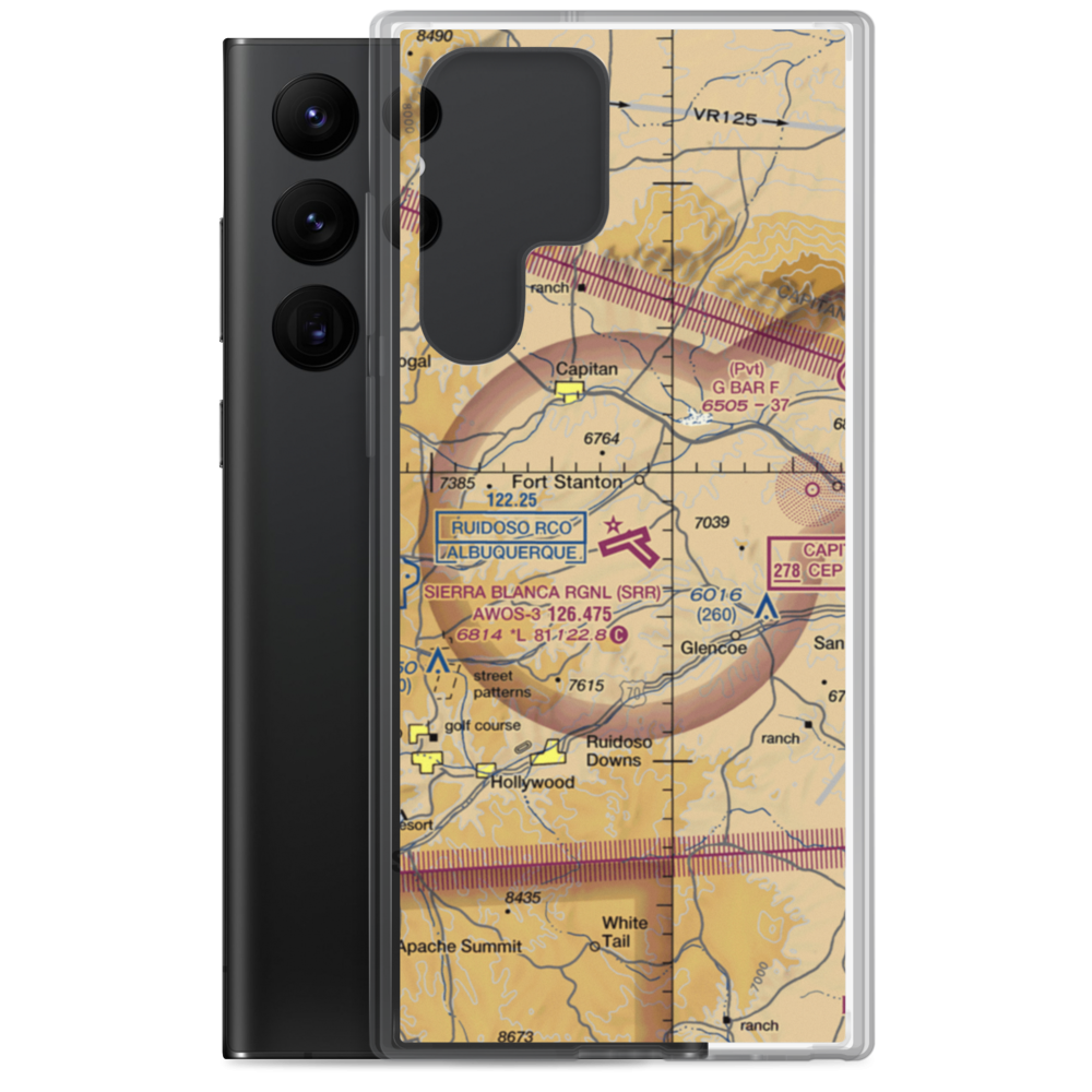 Sierra Blanca Regional Airport (SRR) VFR Sectional Samsung Case Samsung Galaxy S22 Ultra model shown
