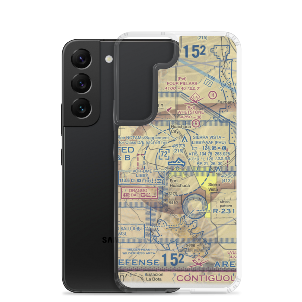 Sierra Vista Municipal Libby Army Air Field (FHU) VFR Sectional Samsung Case Samsung Galaxy S22 model shown