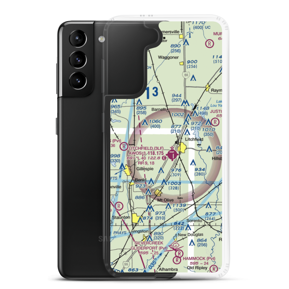 Sies Landing Area Airport (1LL4) VFR Sectional Samsung Case Samsung Galaxy S21 Plus model shown