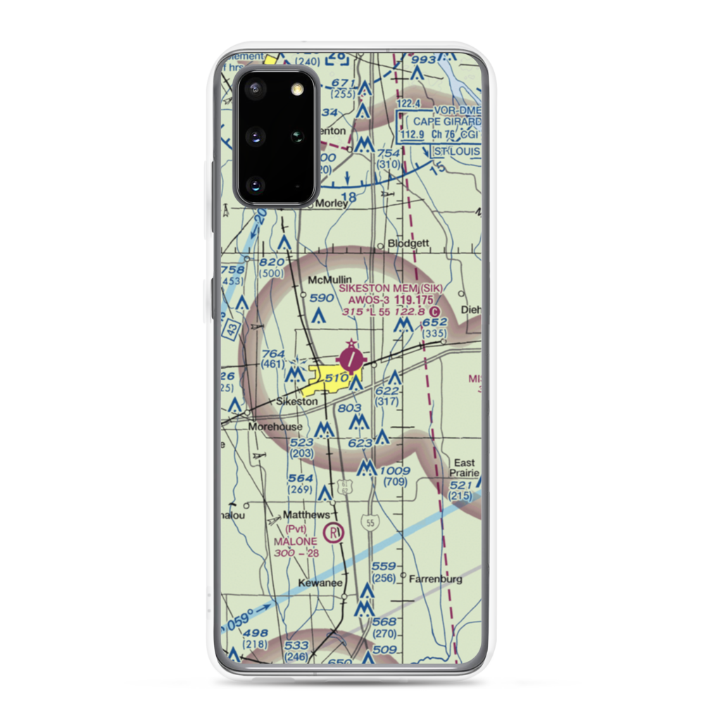 Sikeston Memorial Municipal Airport (SIK) VFR Sectional Samsung Case Samsung Galaxy S20 Plus model shown