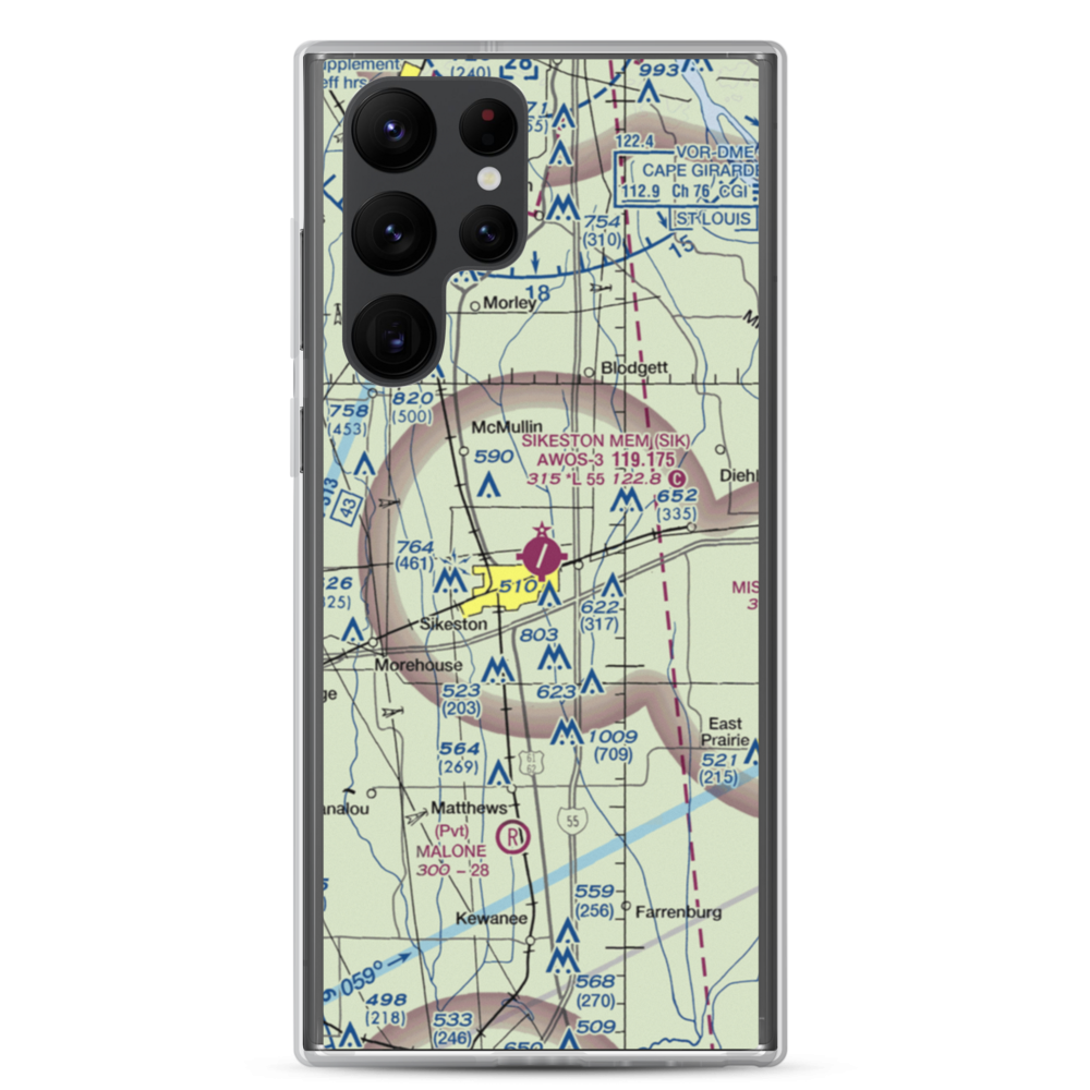 Sikeston Memorial Municipal Airport (SIK) VFR Sectional Samsung Case Samsung Galaxy S22 Ultra model shown