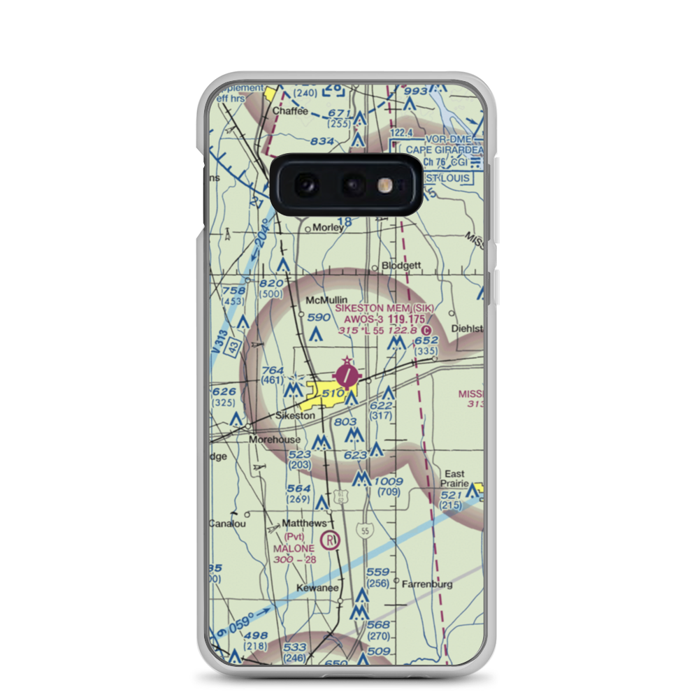 Sikeston Memorial Municipal Airport (SIK) VFR Sectional Samsung Case Samsung Galaxy S10e model shown