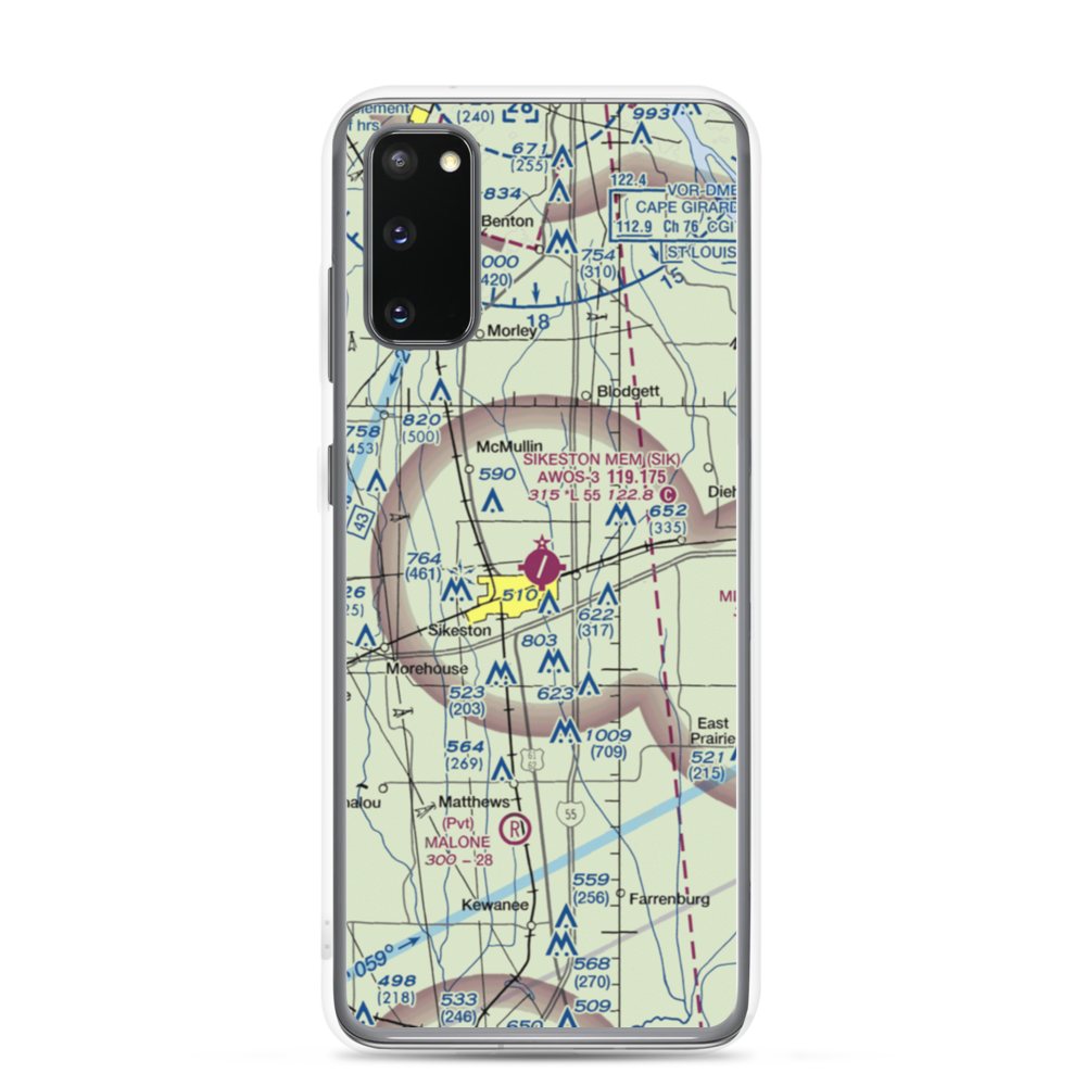Sikeston Memorial Municipal Airport (SIK) VFR Sectional Samsung Case Samsung Galaxy S20 model shown