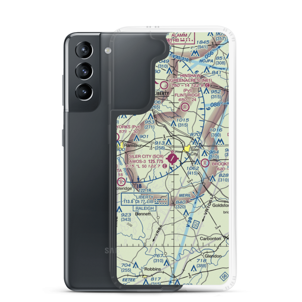 Siler City Municipal Airport (SCR) VFR Sectional Samsung Case Samsung Galaxy S21 model shown
