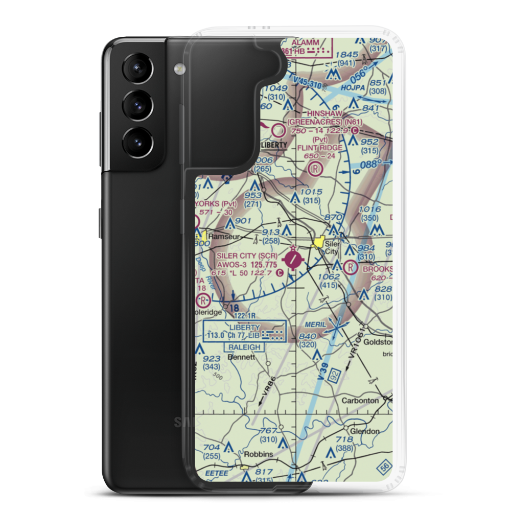 Siler City Municipal Airport (SCR) VFR Sectional Samsung Case Samsung Galaxy S21 Plus model shown