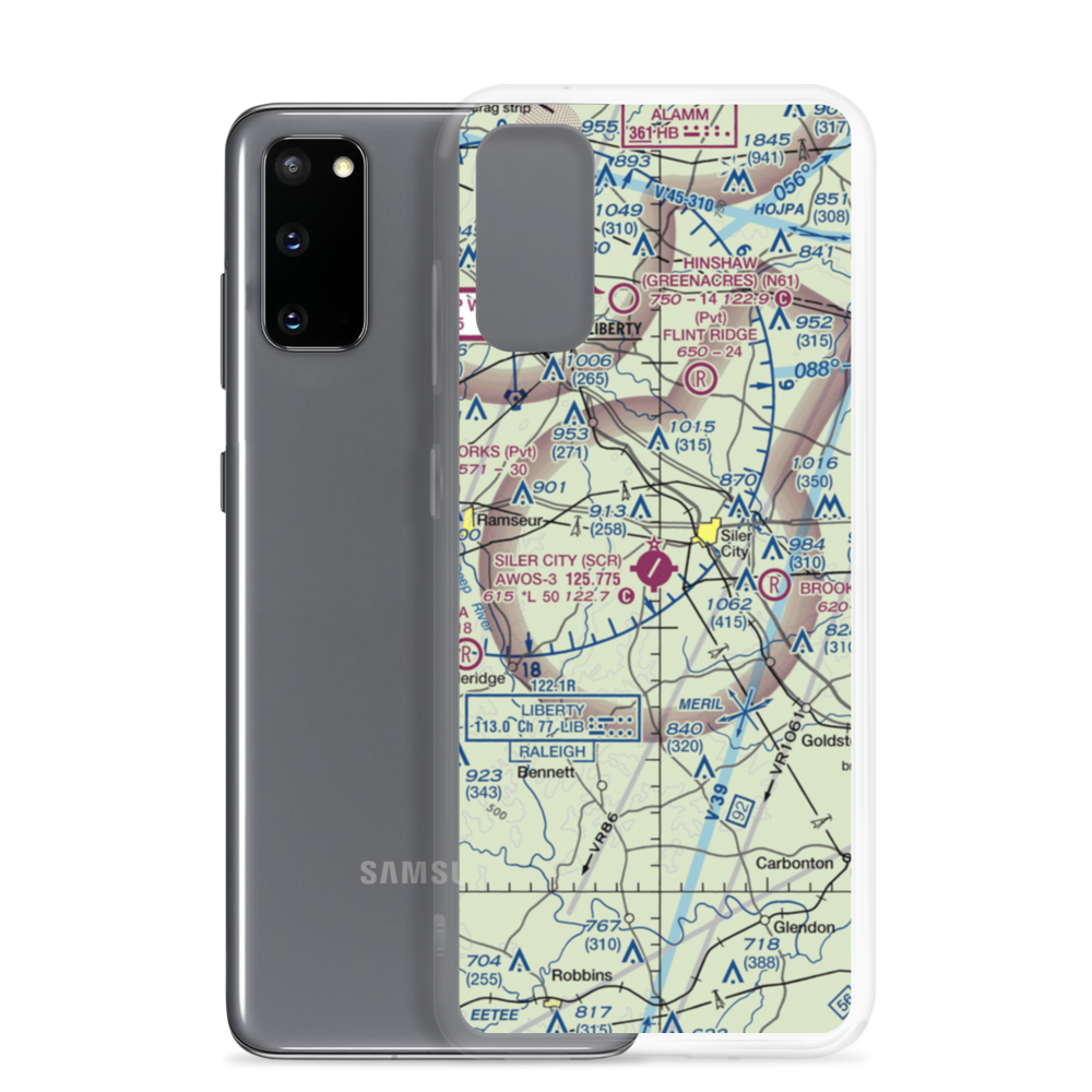 Siler City Municipal Airport (SCR) VFR Sectional Samsung Case Samsung Galaxy S20 model shown