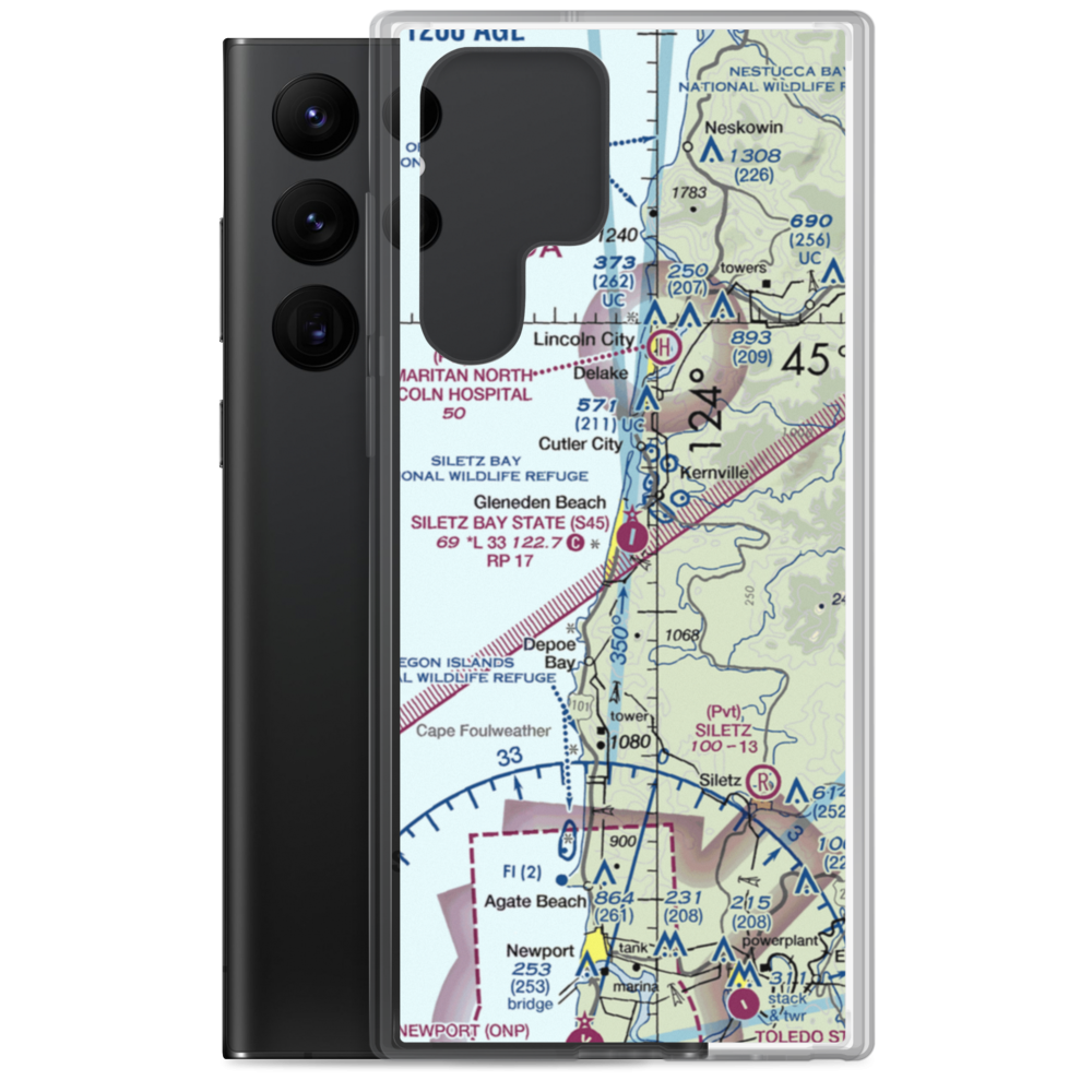 Siletz Bay State Airport (S45) VFR Sectional Samsung Case Samsung Galaxy S22 Ultra model shown