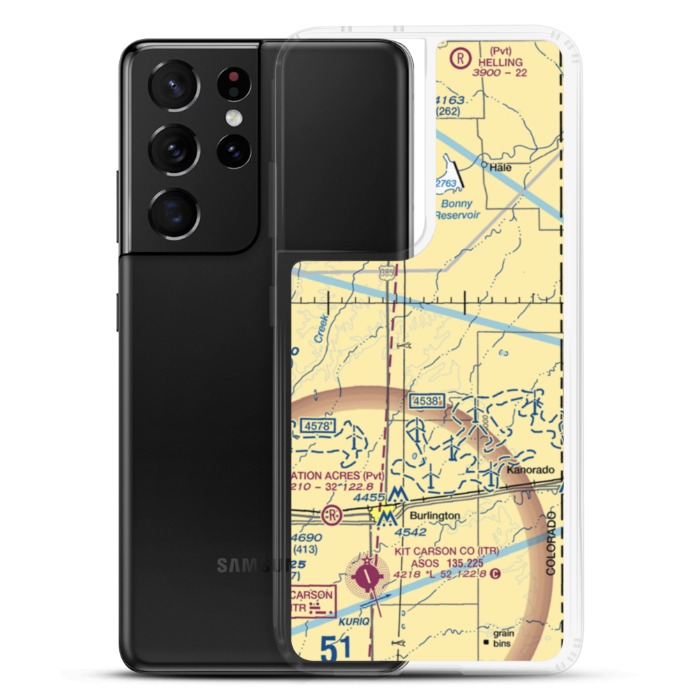 Silkman Farms Inc. Airport (10CO) VFR Sectional Samsung Case Samsung Galaxy S21 Ultra model shown