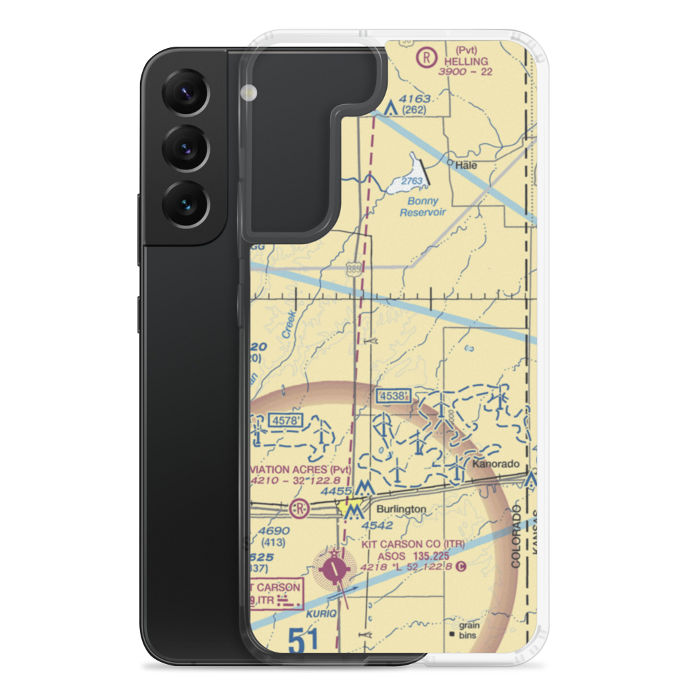 Silkman Farms Inc. Airport (10CO) VFR Sectional Samsung Case Samsung Galaxy S22 Plus model shown