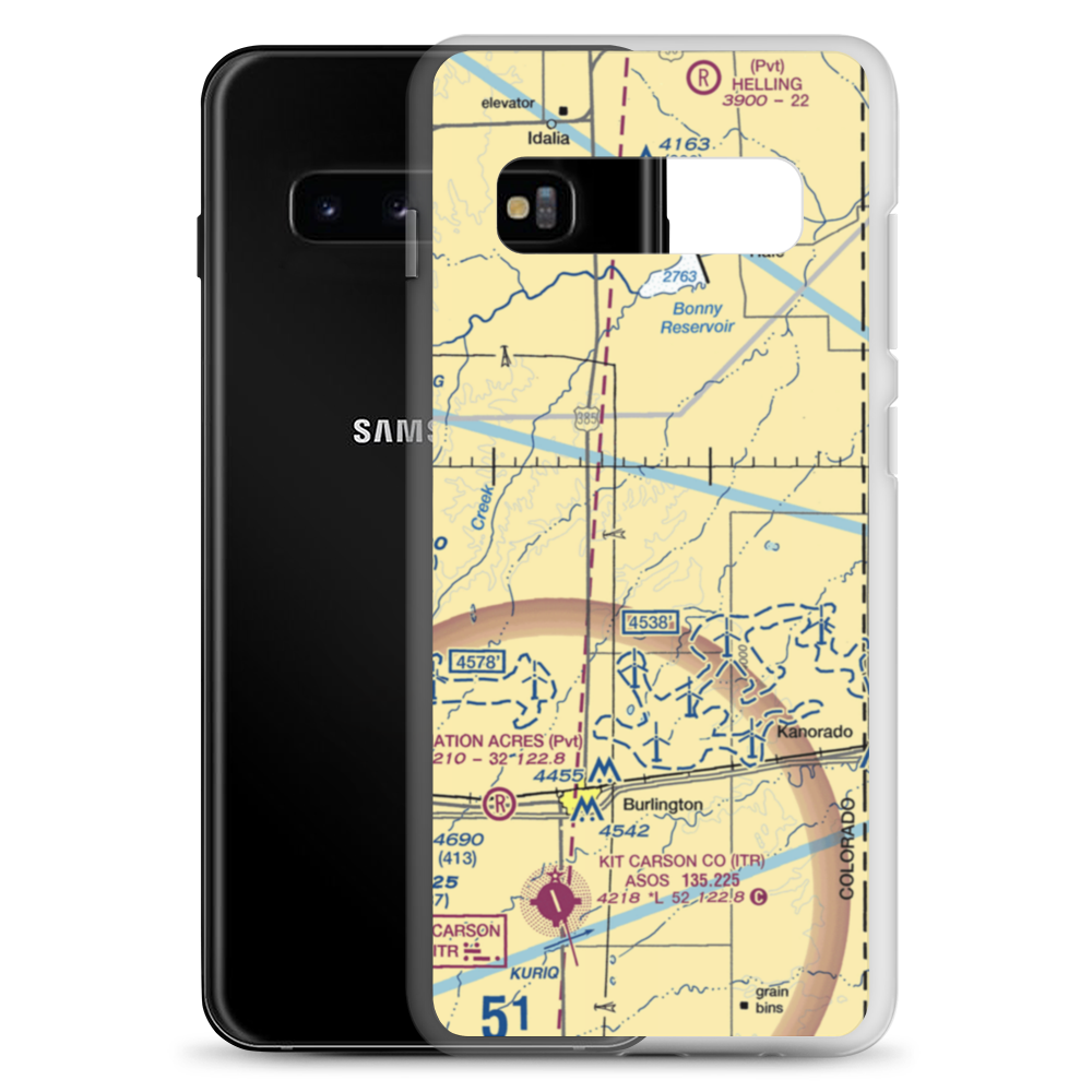 Silkman Farms Inc. Airport (10CO) VFR Sectional Samsung Case Samsung Galaxy S10+ model shown