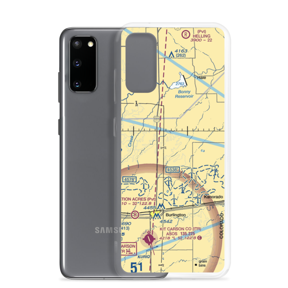 Silkman Farms Inc. Airport (10CO) VFR Sectional Samsung Case Samsung Galaxy S20 model shown