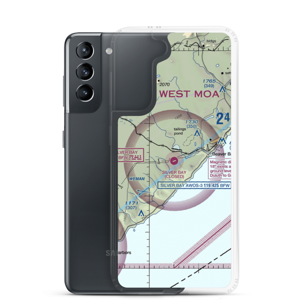 Silver Bay Municipal Airport (BFW) VFR Sectional Samsung Case Samsung Galaxy S21 model shown