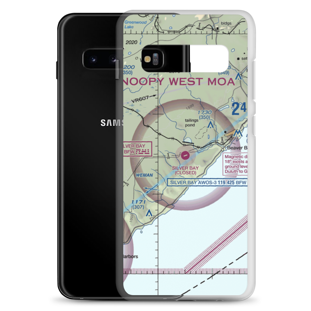Silver Bay Municipal Airport (BFW) VFR Sectional Samsung Case Samsung Galaxy S10+ model shown