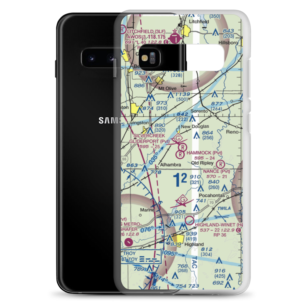 Silver Creek Gliderport (3IL1) VFR Sectional Samsung Case Samsung Galaxy S10+ model shown