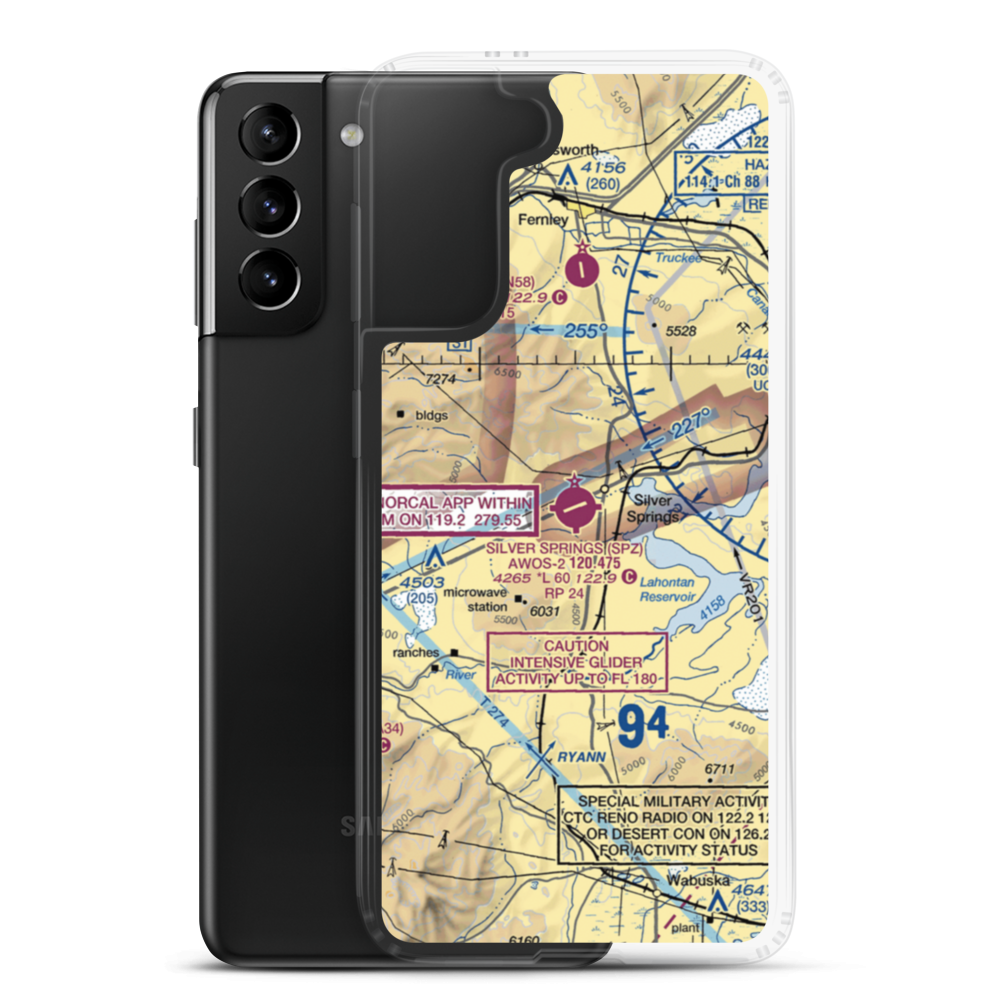 Silver Springs Airport (SPZ) VFR Sectional Samsung Case Samsung Galaxy S21 Plus model shown