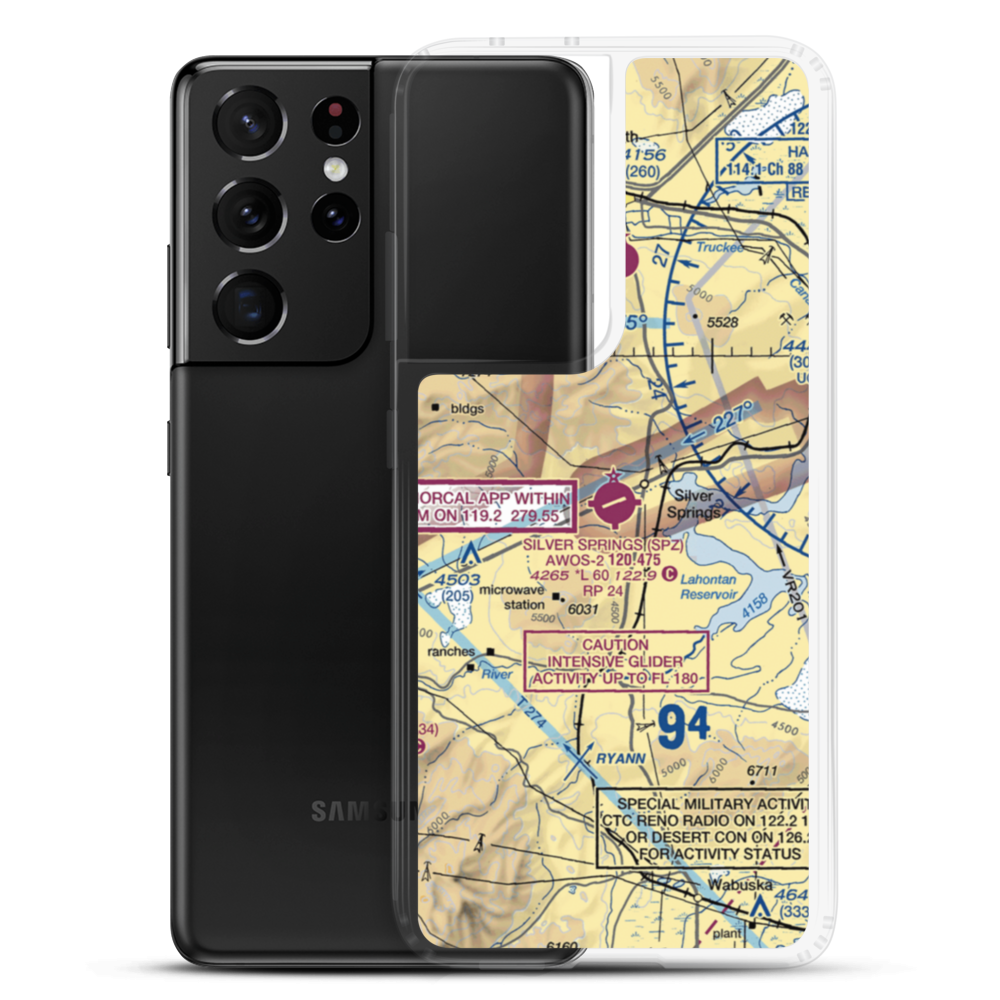 Silver Springs Airport (SPZ) VFR Sectional Samsung Case Samsung Galaxy S21 Ultra model shown