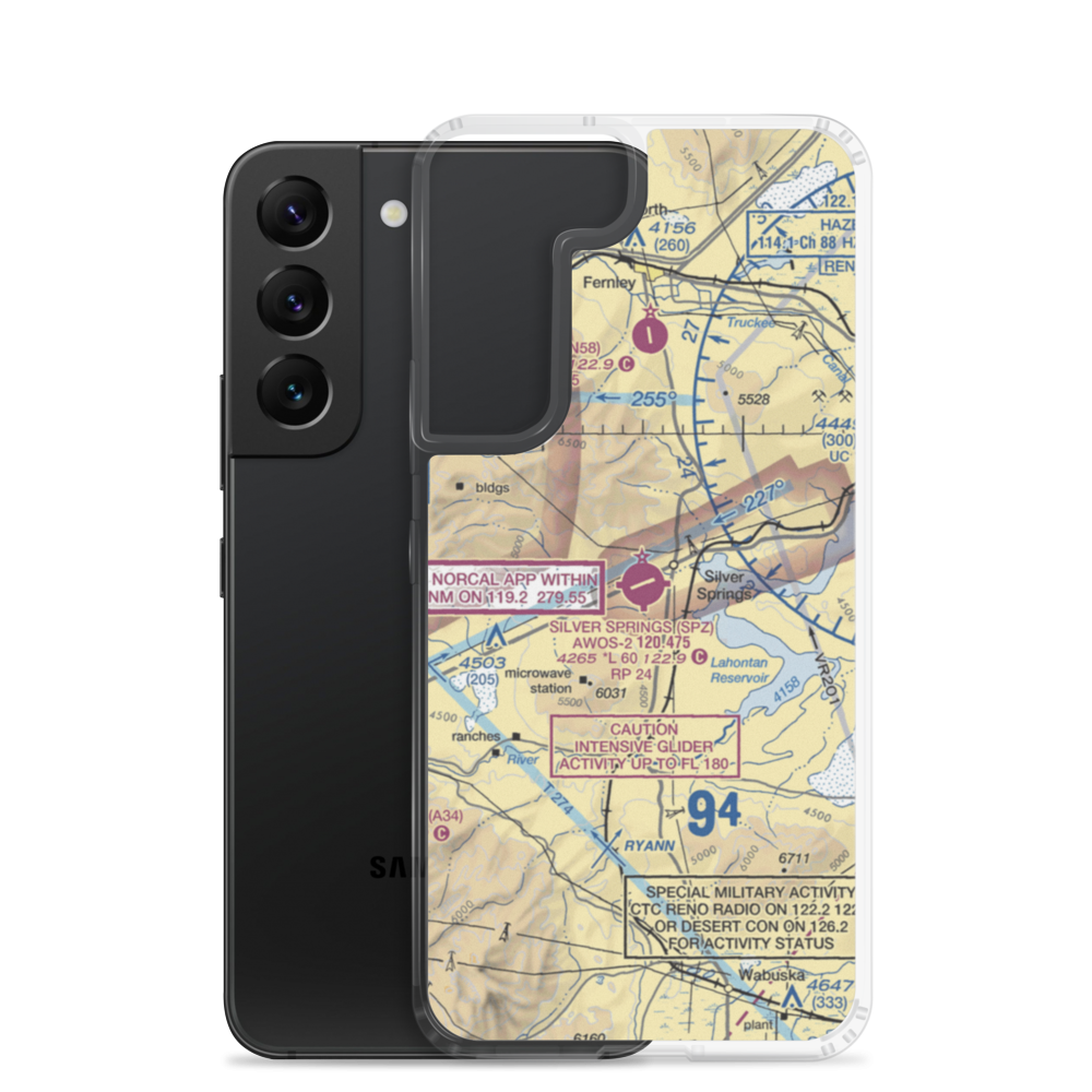 Silver Springs Airport (SPZ) VFR Sectional Samsung Case Samsung Galaxy S22 model shown