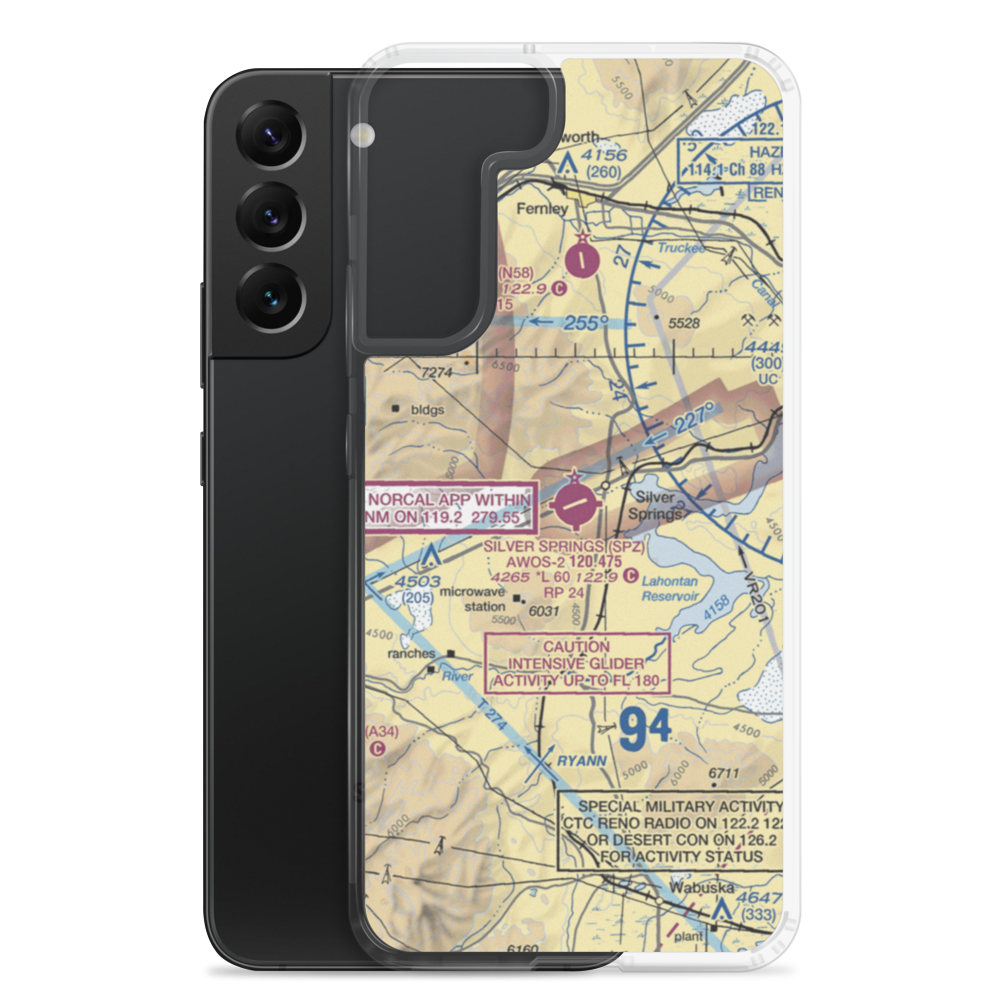 Silver Springs Airport (SPZ) VFR Sectional Samsung Case Samsung Galaxy S22 Plus model shown