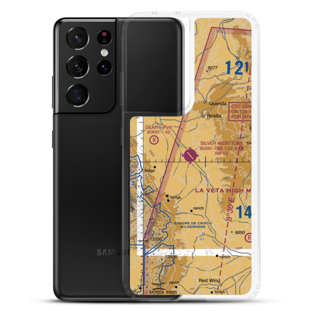 Silver West Airport (C08) VFR Sectional Samsung Case Samsung Galaxy S21 Ultra model shown