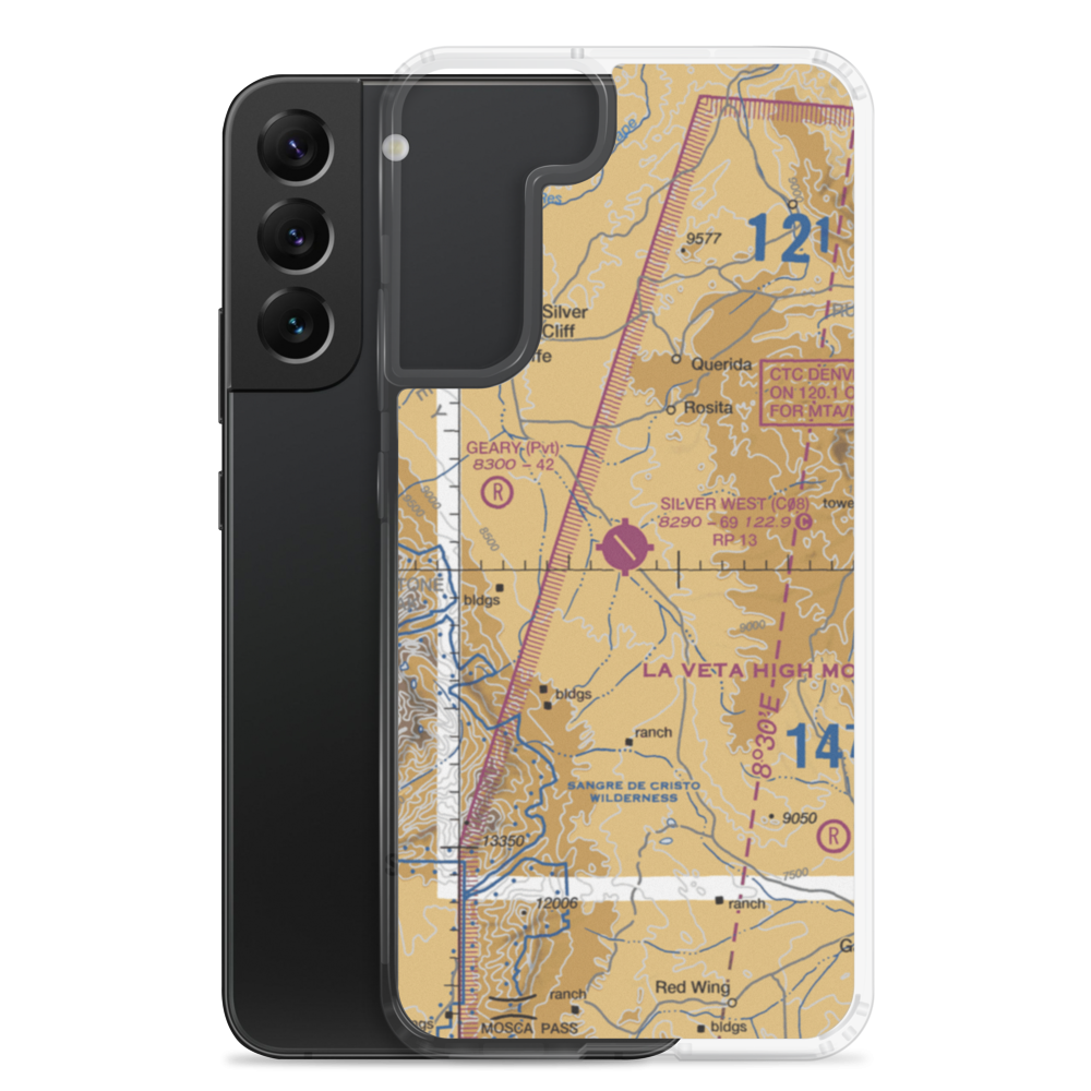 Silver West Airport (C08) VFR Sectional Samsung Case Samsung Galaxy S22 Plus model shown