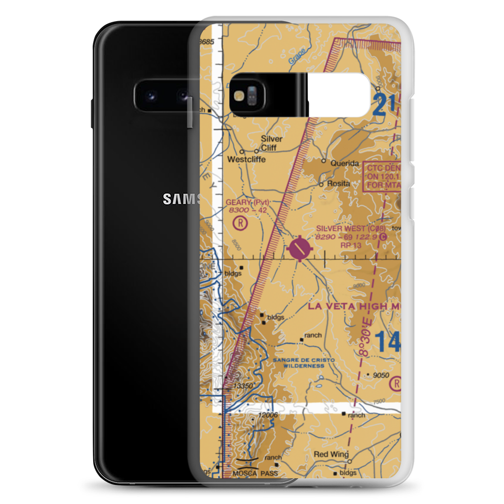 Silver West Airport (C08) VFR Sectional Samsung Case Samsung Galaxy S10+ model shown