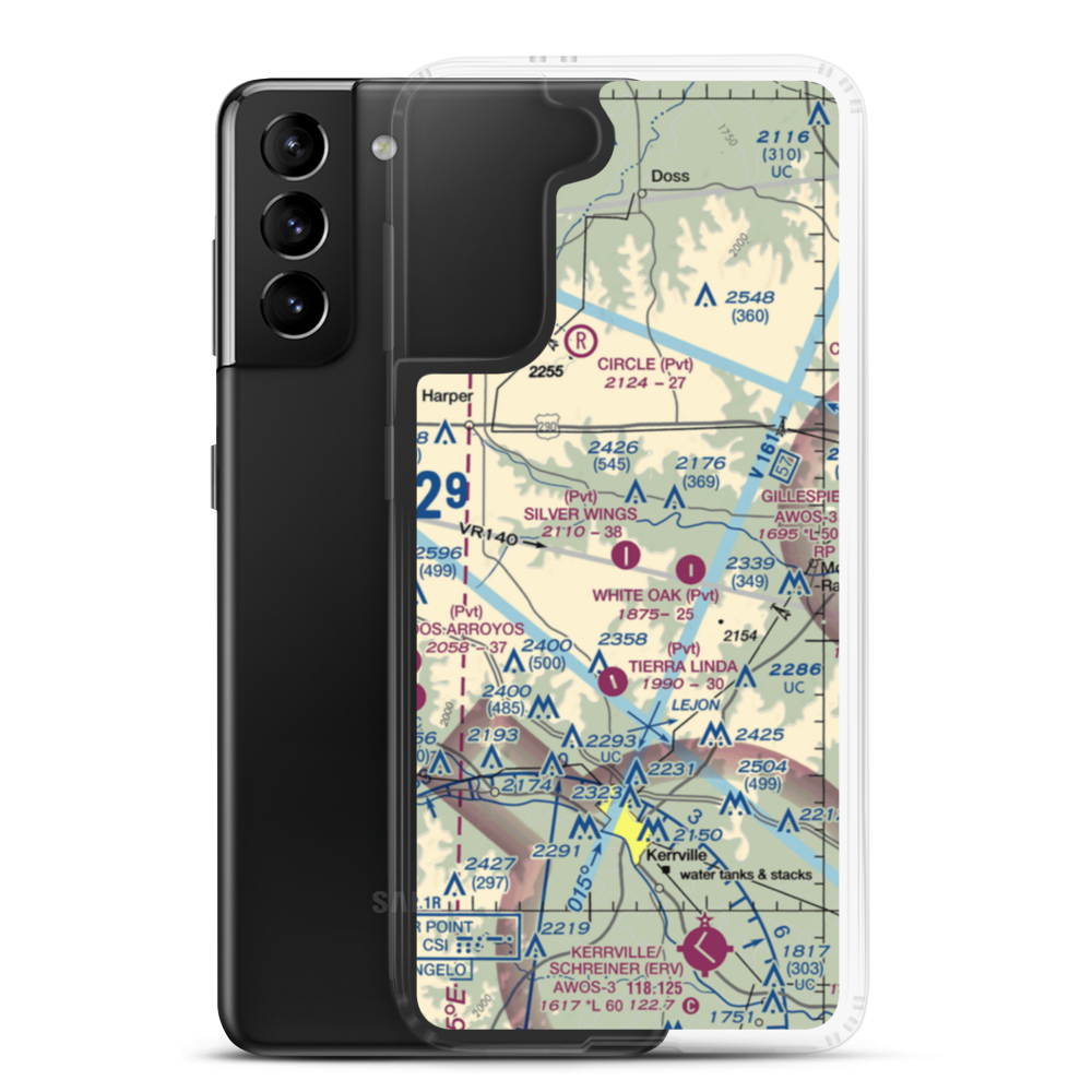 Silver Wings Airport (TS36) VFR Sectional Samsung Case Samsung Galaxy S21 Plus model shown