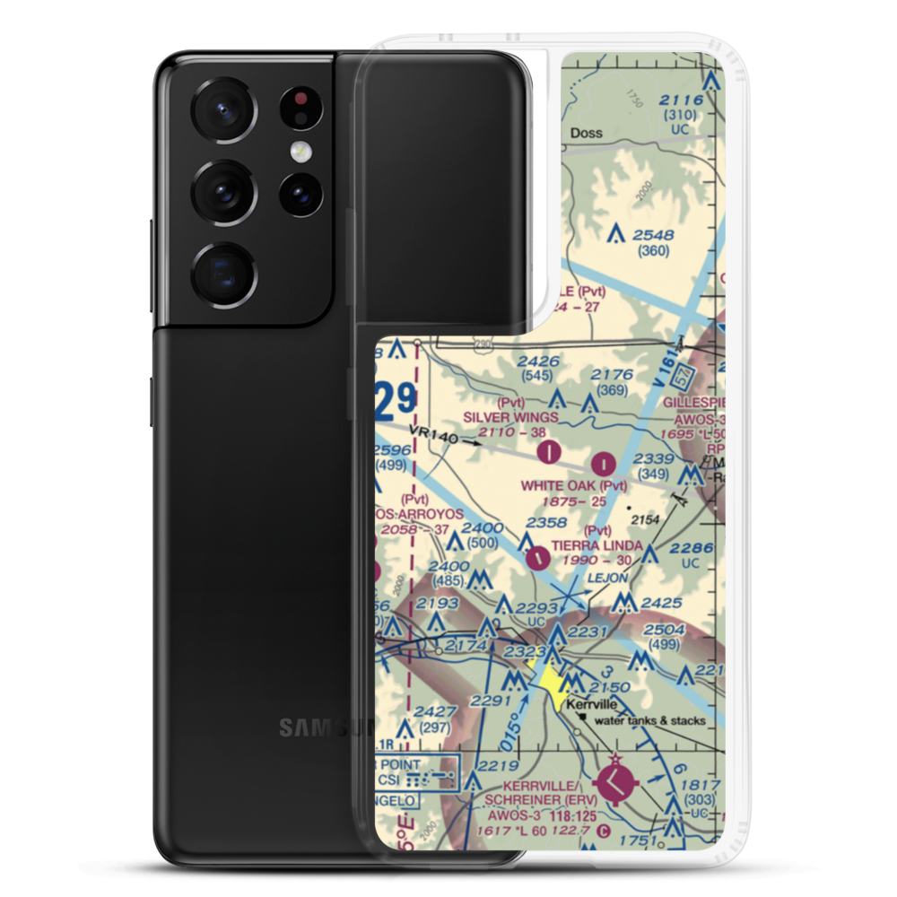 Silver Wings Airport (TS36) VFR Sectional Samsung Case Samsung Galaxy S21 Ultra model shown