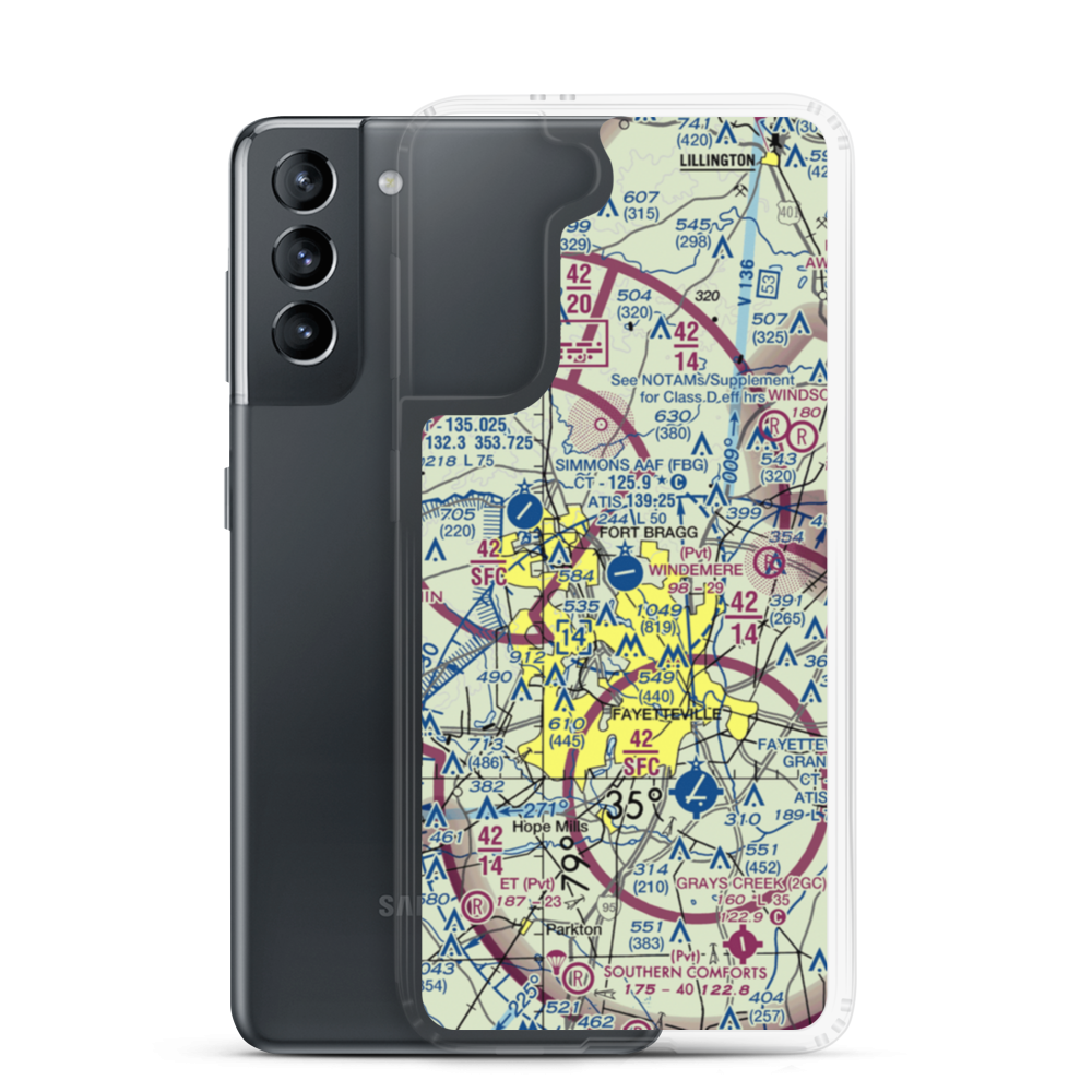 Simmons Army Air Field (FBG) VFR Sectional Samsung Case Samsung Galaxy S21 model shown