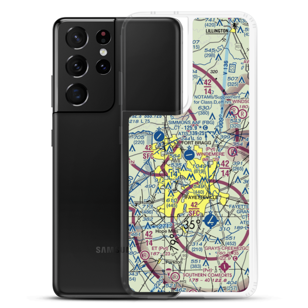 Simmons Army Air Field (FBG) VFR Sectional Samsung Case Samsung Galaxy S21 Ultra model shown