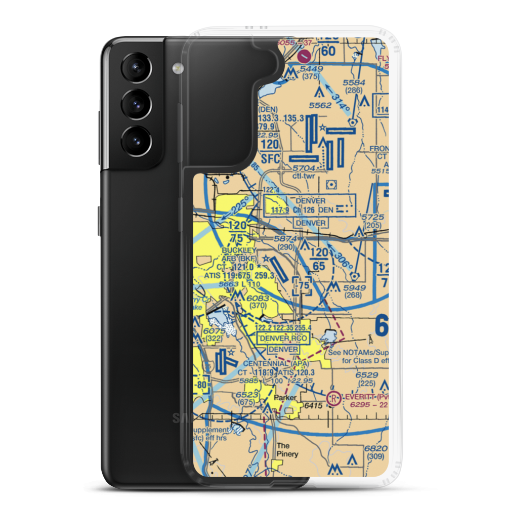Simons Airport (34CO) VFR Sectional Samsung Case Samsung Galaxy S21 Plus model shown