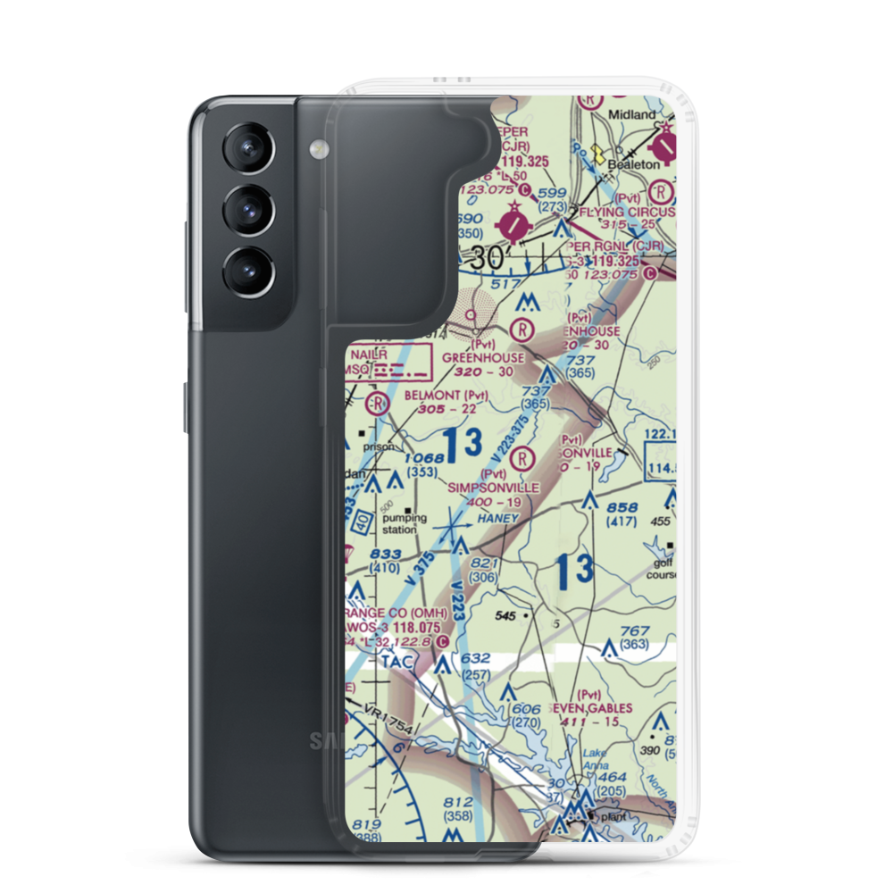 Simpsonville Airport (VG12) VFR Sectional Samsung Case Samsung Galaxy S21 model shown