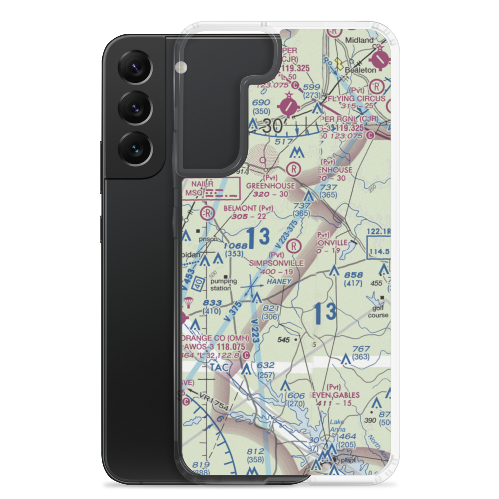 Simpsonville Airport (VG12) VFR Sectional Samsung Case Samsung Galaxy S22 Plus model shown