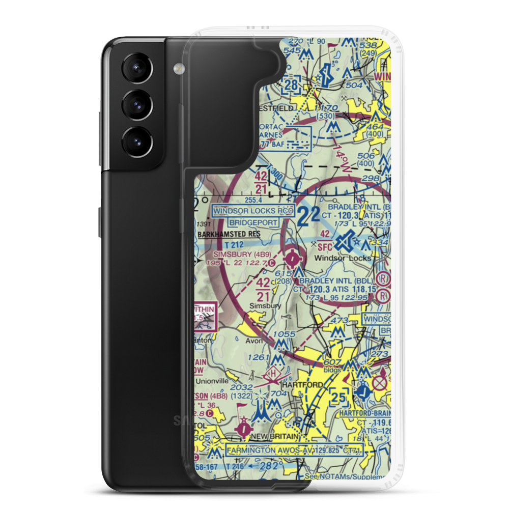 Simsbury Airport (4B9) VFR Sectional Samsung Case Samsung Galaxy S21 Plus model shown