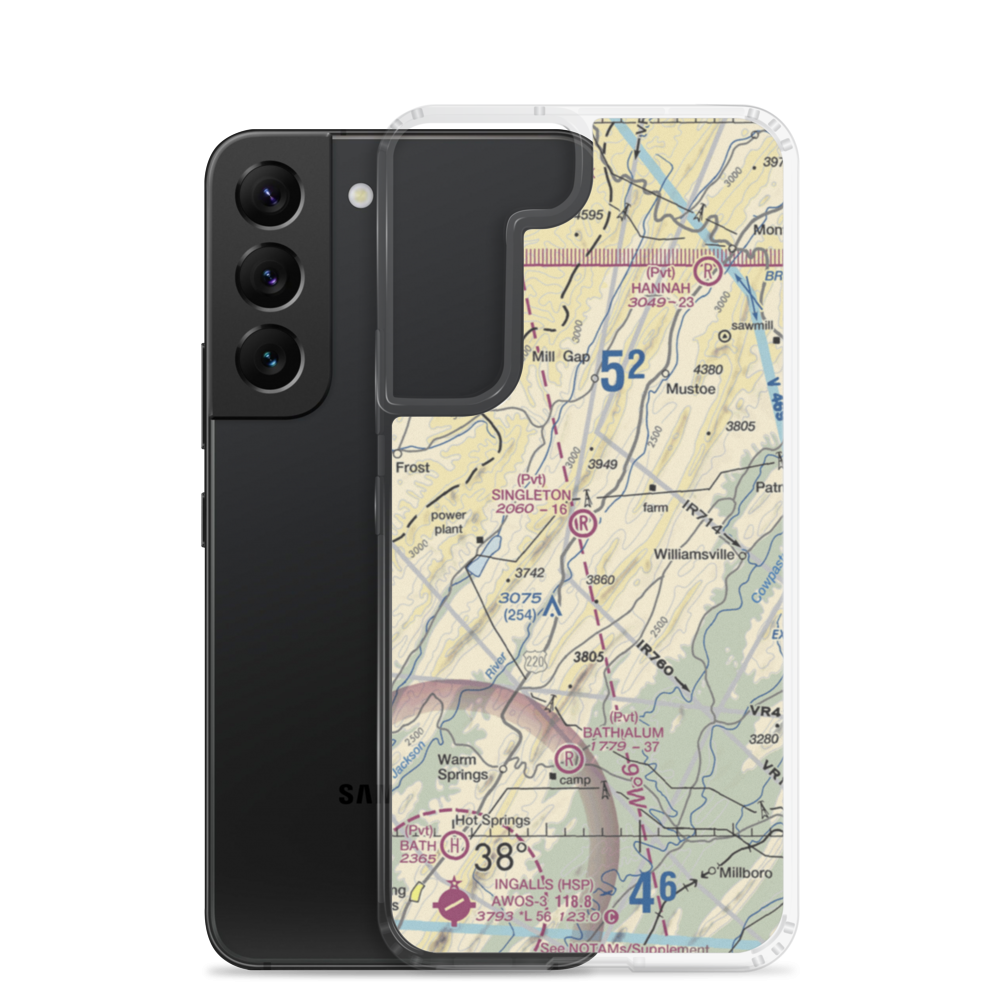 Singleton Airport (97VA) VFR Sectional Samsung Case Samsung Galaxy S22 model shown