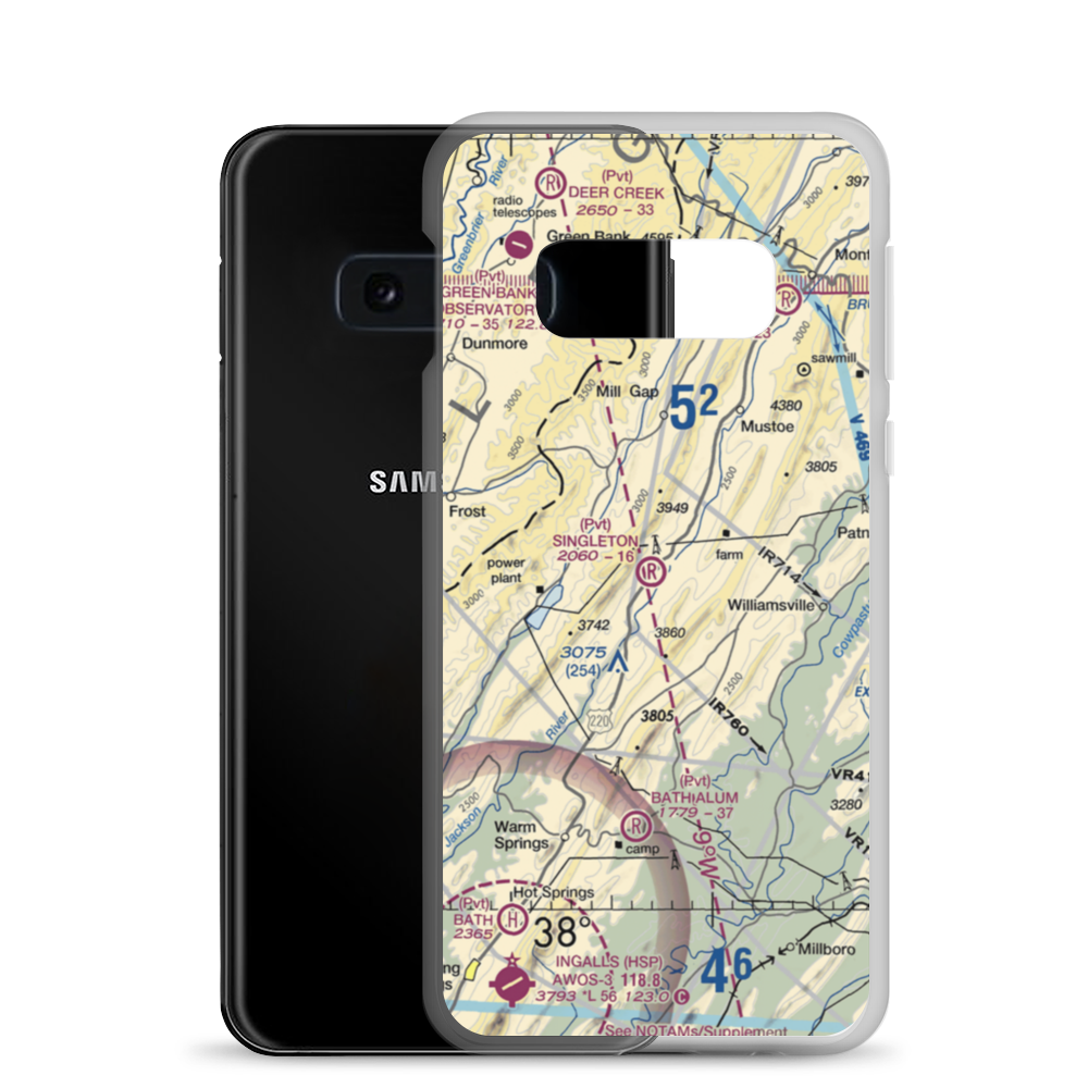 Singleton Airport (97VA) VFR Sectional Samsung Case Samsung Galaxy S10e model shown